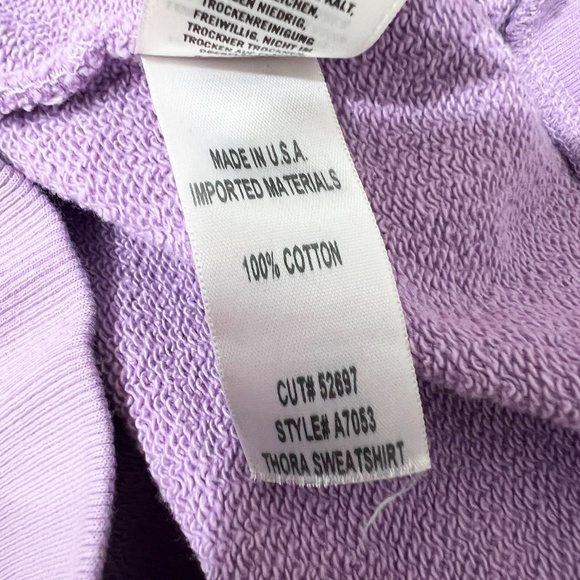 Agolde Thora Balloon Sleeve Cotton Terry Crew Neck Pullover Sweatshirt Purple XS - Picture 3 of 4
